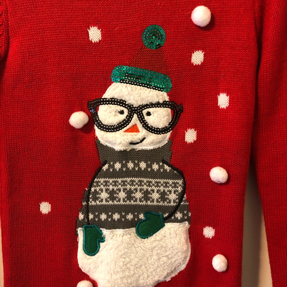 Girl’s tunic sweater EUC snowman appliqué, 10/12 - Picture 2 of 5